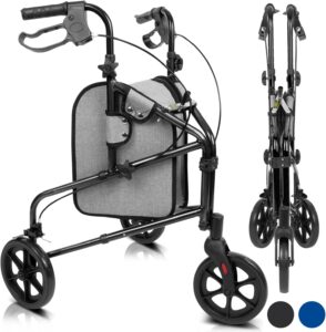 Vive Mobility 3 Wheel Walker - Three Wheeled Rollator for Seniors - Lightweight, Foldable